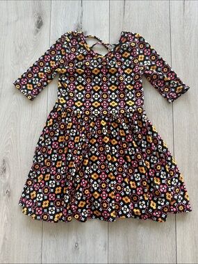 Dot Dot Smile Ballerina Dress Vintage Floral Design Black/Pink 3/4 NWT
